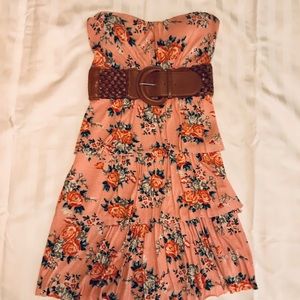 Rue 21 strapless floral dress with belt